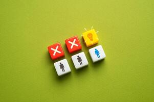 Approve one of the ideas. Teamwork. Choose the best proposed idea. Brainstorming. photo