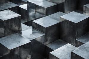 Abstract background showing many metal cubes forming modern structure photo