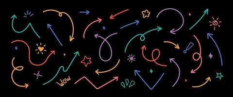 Line arrows on dark background. Back, next web page sign. Graphic design elements for business plan and education. vector