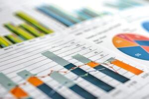 Charts and graphs showing business growth and success photo