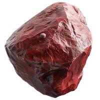Red jasper stone showing its texture and color with a small stone on top photo