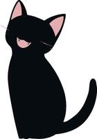Minimalist Black Cat Illustration - Art of Cute Cat with Pink Ears and Whiskers vector