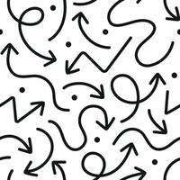 Fun black arrows doodle seamless pattern. Creative minimalist style art background. Simple childish scribble backdrop vector