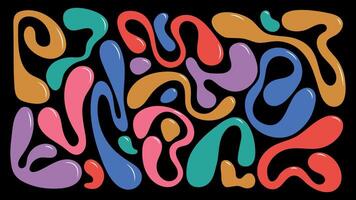 Colorful wavy bubbles and drops in trendy y2k style. Abstract trendy style. Liquid organic blob shapes. All elements are isolated. Design, print templates. Hand drawn modern vector