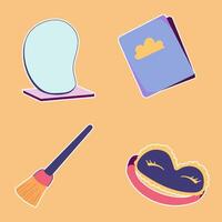 A set of stickers Woman Tools various objects vector