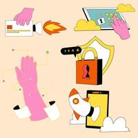 A set of icons depicting various types of technology vector