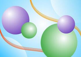 A colorful background with three balls and a line vector