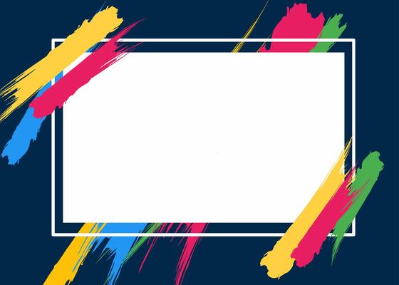 Colorful paint brush strokes on a blue background