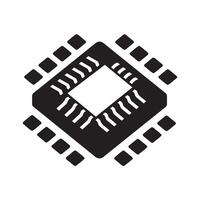 Black Microchip Icon on White Background vector