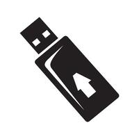Simple USB Flash Drive Icon in Black and White vector
