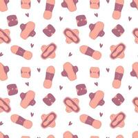 Seamless pattern with fabric reusable feminine pads for eco-friendly menstrual hygiene vector