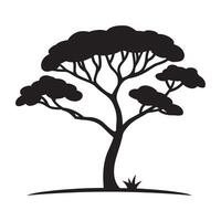 Black silhouette of a stylized tree with round foliage vector