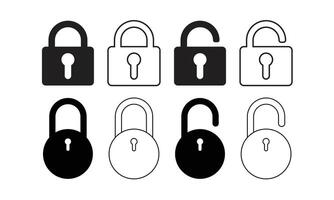 Lock icon set. Padlock open and closed. Locked and unlocked icon vector