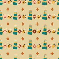 a pattern with a cake and other items vector