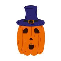 Pumpkin Halloween isolated. A pumpkin with a hat without a background. illustration vector