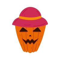 Pumpkin Halloween isolated. A pumpkin with a hat without a background. illustration vector