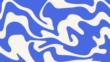 Blue wavy lines abstract background. Trendy psychedelic retro style backdrop. Twisted distorted texture. Waves, swirl and twirl pattern. Y2k aesthetic design vector