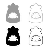 Shark head set icon grey black color illustration image solid fill outline contour line thin flat style vector