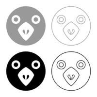 Head of bird set icon grey black color illustration image solid fill outline contour line thin flat style vector