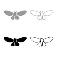 Moth butterfly clothing set icon grey black color illustration image solid fill outline contour line thin flat style vector