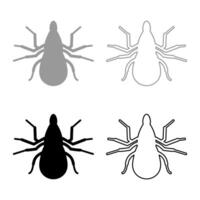 Tick mite set icon grey black color illustration image solid fill outline contour line thin flat style vector