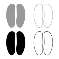 Hoof print cow bull set icon grey black color illustration image solid fill outline contour line thin flat style vector