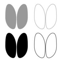 Hoof print sheep ewe ram wether set icon grey black color illustration image solid fill outline contour line thin flat style vector