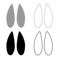 Hoof print elk set icon grey black color illustration image solid fill outline contour line thin flat style vector