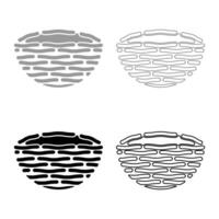 Bird's nest bird set icon grey black color illustration image solid fill outline contour line thin flat style vector
