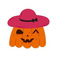 Pumpkin Halloween isolated. A pumpkin with a hat without a background. illustration vector