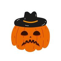 Pumpkin Halloween isolated. A pumpkin with a hat without a background. illustration vector
