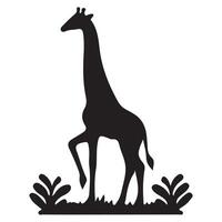 Silhouette illustration of a giraffe standing gracefully in a natural setting vector