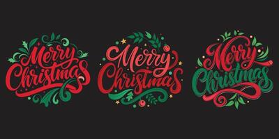 Collection Of Merry Christmas Typography. Merry Christmas Text Collection, Merry Christmas Background . Calligraphy Font Style Merry Christmas. vector