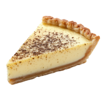 Delicious slice of cheesecake topped with a sprinkle of cocoa, isolated on transparent background png
