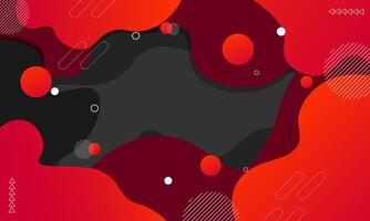 Abstract Geometric Background with Red and Black Fluid Shapes and Lines vector