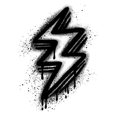 Spray Painted Graffiti thunderbolt Sprayed isolated with a white background.