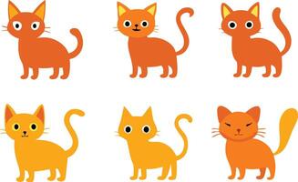 Bundle of Colorful Cat illustration with different poses in white background vector