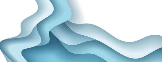 blue and white layered wave paper abstract background. suitable for desktop wallpaper or modern design project vector