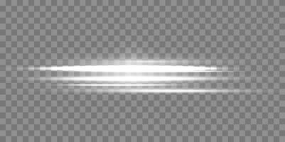 White horizontal lensflare. Light flash with rays or spotlight and bokeh. Silver glow flare light effect. vector