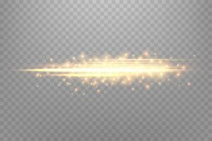 Orange horizontal lensflare. Light flash with rays or spotlight and bokeh. Orange glow flare light effect. vector