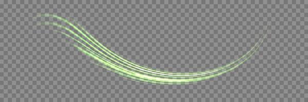 Glowing green lines. Neon realistic energy speed. Abstract light effect vector