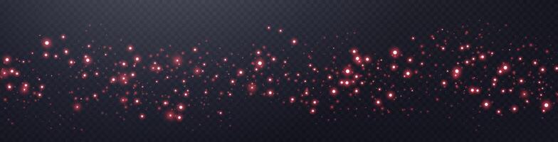 Red glittering dots, particles, stars magic sparks. Dust cloud flare light effect. Red luminous points with smoke. vector
