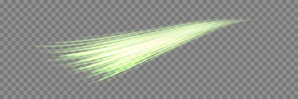 Glowing green lines. Neon realistic energy speed. Abstract light effect vector