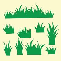 Set of green grass element vector