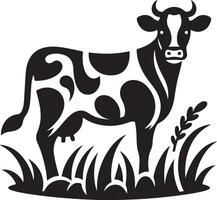 Cow standing in a field icon. vector