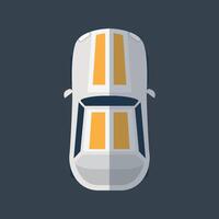 top view white yellow car in flat design. vector