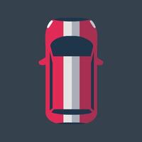 top view white red car in flat design. vector
