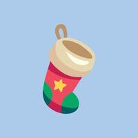 red green sock in flat design. vector