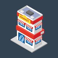 isometric store place building in flat design vector
