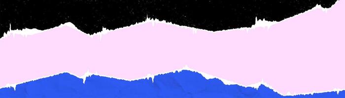 Horizontal background from torn pieces of multi colored paper with empty space. Torn edges, wrinkled, grunge texture. vector